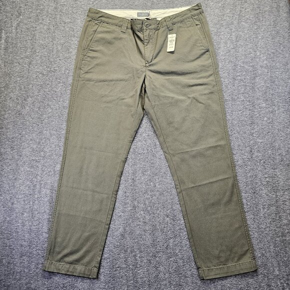 LL Bean Signature Pants Mens 38x30 Dark Loden Slim Straight Fit Chino Cotton NWT